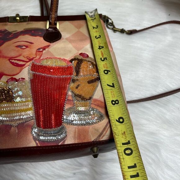 Isabella Fiore vintage fabric and leather shoulder with sequins dinner d… - Picture 9 of 15